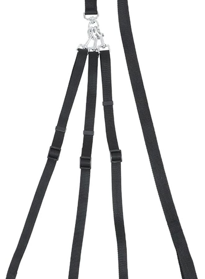 حبل تدريب الكلاب ثلاثي الرؤوس من النايلون متين للحيوانات الأليفة الصغيرة والمتوسطة أسود - Image 1